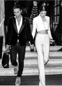 Olivier Rousteing with Kendell Jenner in Paris; January 2015
